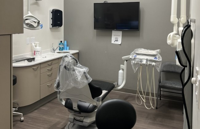 Dental chair in high tech dental office